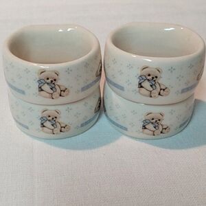 Tienshan Stoneware Country Bear Napkin Rings Set of 4